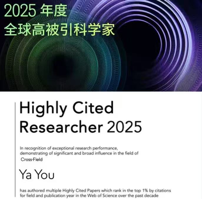 祝贺|尤雅教授入选2025科睿唯安全球高被引科学家！